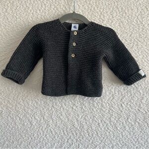 Petit Bateau Baby Long Sleeve Wool‎ Cotton Blend Gray Sweater Size 6 Months
